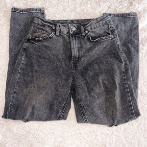 high rise ripped jeans